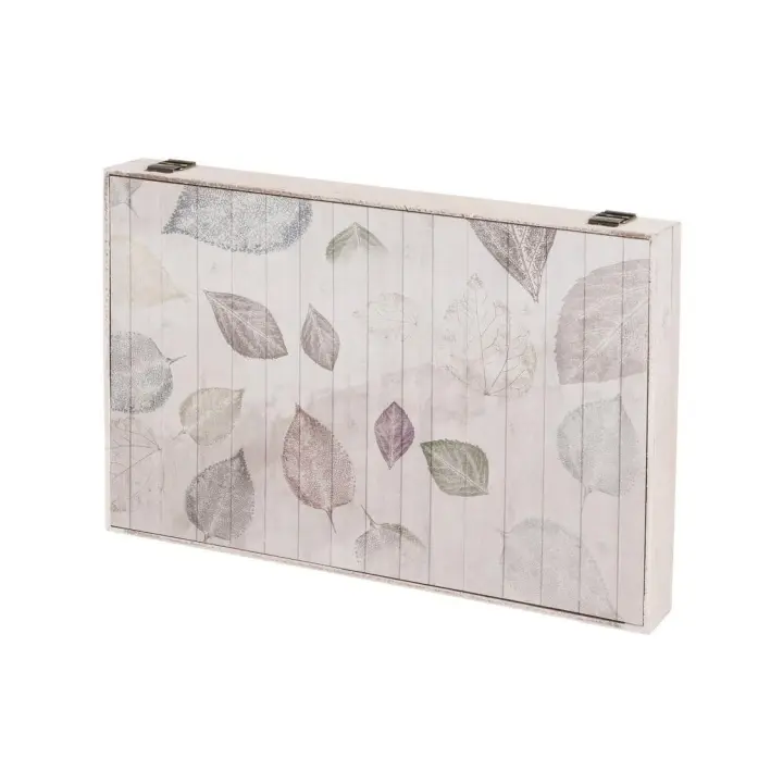 Dcasa Tapa contador luz o cuadro eléctrico de hojas de madera MDF blanco y verde de 46x6x32 cm - 1