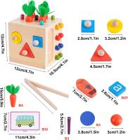 Juguete clasificador de formas de madera, cubeta de actividades de madera, juguetes Montessori, juguete de cosecha de zanahoria, clasificador de formas de color a juego para niños pequeños y niñas, 1 2 3 4 5 - details 3