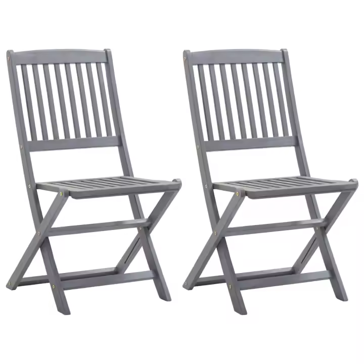 vidaXL Sillas de jardín plegables 2 unidades madera maciza de acacia - 1