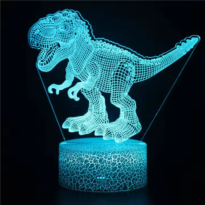 Lámpara Nocturna Dinosaurio 3D Nighdn Con Control Remoto Y 16 Colores LED Regalo De Cumpleaños Y Navidad Para Niños Y Niñas - 1
