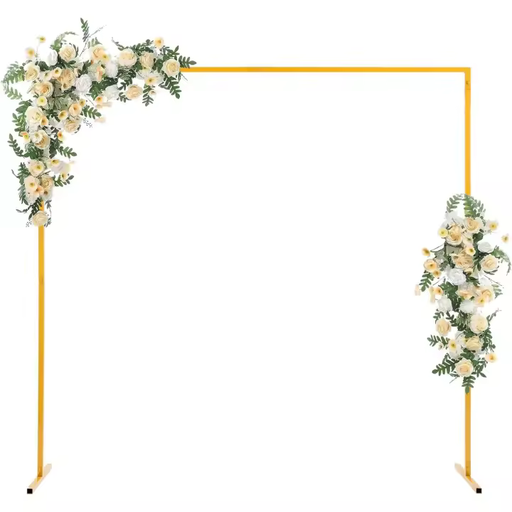 Arches de Mariage, 2Mx2M Support d'arc de Mariage Rectangulaires en Métal Doré, Arche Florale de Jardin, Fond pour Anniversaires, Fêtes d'anniversaire - 1