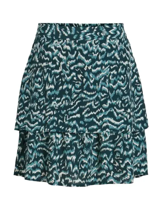 Falda Vila Fulia verde gasa doble volante estampada de mujer - 1