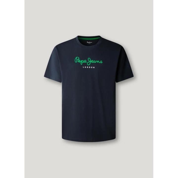 Pepe jeans - men's 100% cotton navy eggo t-shirt with classic cut and versatile design ideal for everyday use and casual occasions
