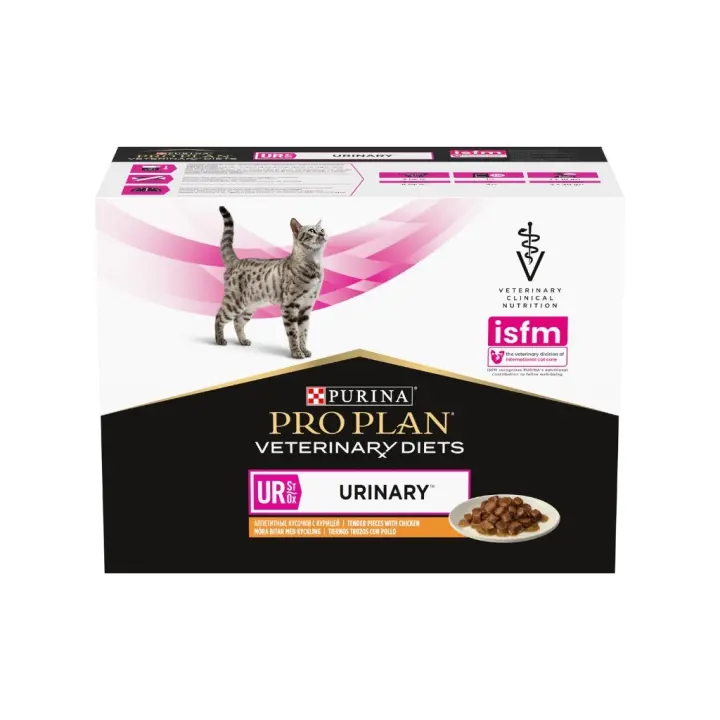 PRO PLAN DV - Feline UR Urinary Sobres Pollo (10x85 gr) - Comida Húmeda para Gatos para para el Manejo de las Enfermedades del Tracto Urinario Inferior Felino (FLUTD) - 1
