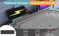 Cama Tapa Suave 160 × 200, Cama Doble with 4 Cajones, Iluminación LED y Puerto de Carga USB-C, Cama de Almacenamiento y Cama Juvenil con Base de Listas, Terciopelo, Gris, Sin Colchón - details 3
