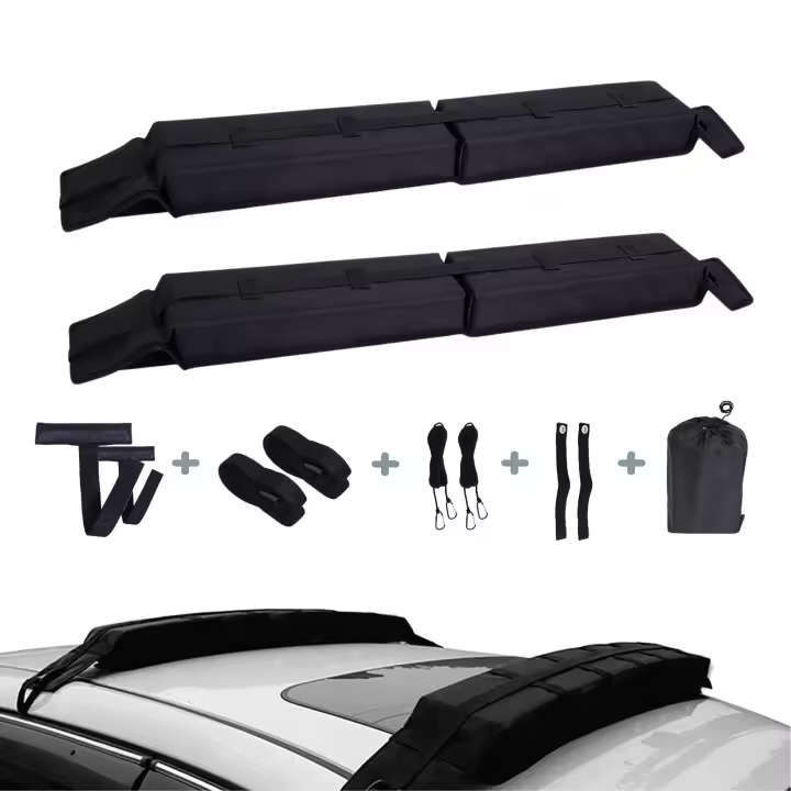 MAGIC SELECT 𝗕𝗮𝗿𝗿𝗮𝘀 𝗱𝗲 𝗧𝗲𝗰𝗵𝗼 𝗦𝘂𝗮𝘃𝗲𝘀, Baca Portaequipajes de Coche Universal para Viajes, Almohadillas Plegables Blandas para Equipaje, Barra Portátil para Transportar. - 1