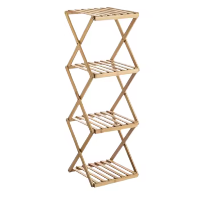 Estantería plegable multiuso de 4 estantes de bambú, estantería de hogar, aprovecho de espacio, organización de hogar. Estantería 29.8x28x91 cm - 1