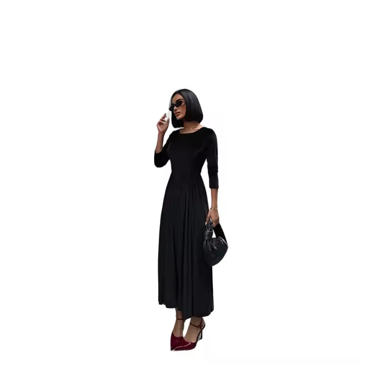Trendyol Black A-Line Velvet Knitted Evening Prom Dress Tpraw25El00177 - 1