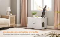 Feandrea Mueble Arenero para Gatos, Caja de Arena Oculta con Separador Extraíble, Mesa Auxiliar, Casa de Interior para Gatos, 80 x 53 x 50 cm, Greige/ Blanco/ Marrón Rústico/Marrón Rústico y Negro - details 1