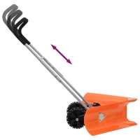 vidaXL Pala quitanieves de doble ángulo mango extensible acero naranja 77 cm - details 4