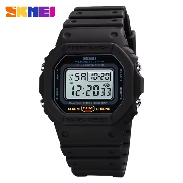 Reloj Digital Para Hombre SKMEI 1628 Estilo Militar Retro Deportivo Impermeable Con Pantalla LED Y Alarmas Resistente Al Choque - 1