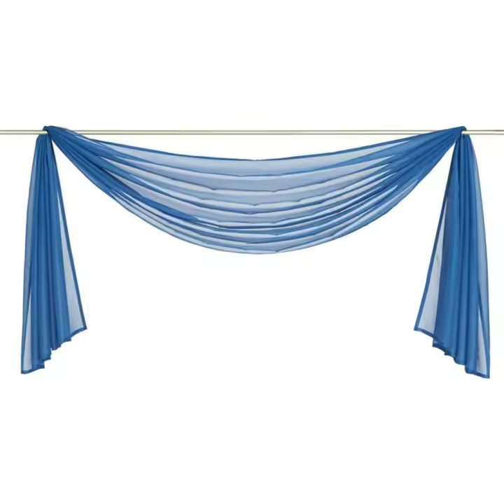 Juego de 1 cortina transversal de gasa transparente para dormitorio, salón, boda, TV azul, 140*500cm - 1