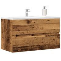 vidaXL Mueble de lavabo madera de ingeniería 80x38,5x45 cm en color Negro/Gris sonoma/Gris hormigón y más | almacenamiento funcional diseño moderno para baño dormitorio sala - details 7