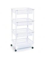 STARLEY-Carrito verdulero Modelo PLFT de plástico con 4 Niveles y Ruedas, cestas apilables portaobjetos, Frutas, Verduras, Cocina, baño (85 x 40 x 30cm) - details 1