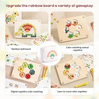 Tablero De Dibujo Arcoíris Montessori Juguete Educativo De Aprendizaje Por Color Para Niños De 1 a 3 Años Juego De Madera - details 3