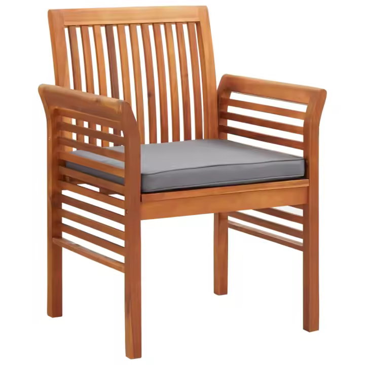 vidaXL Silla de comedor para jardín con cojín madera maciza de acacia - 1