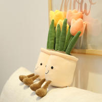 Juguetes De Relleno Vegetal Para Niños Muñecos De Tela Suave Simulación De Plantas En Maceta Tulipán Decoración De Escritorio Y Ventana - details 1