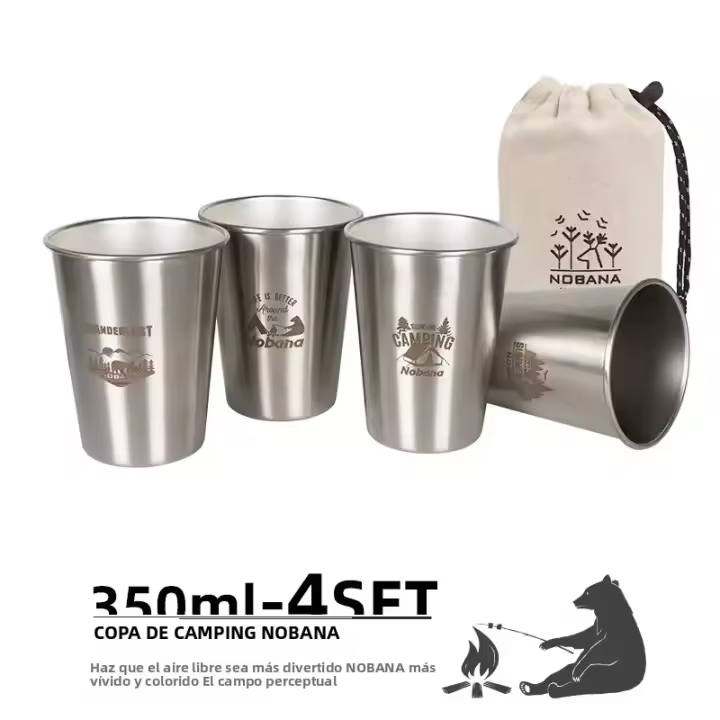 Juego De Copas De Acero Inoxidable 304 Para Camping Y Viajes 4/6/8PCS Copas Portátiles Para Agua Café Cerveza Picnic Barbecue - 1