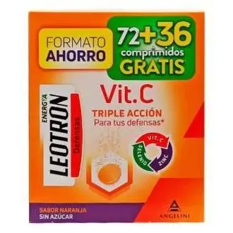 Vitamina C Triple Acción Comprimidos Efervescentes 72 + 36 De Regalo #Naranja 54 U - 1