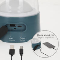 Aktive - Lámpara LED recargable 400 lm, 3 modos luz ajustables, asa y colgador, resistente al agua IP44, ideal para camping y exteriores, doble alimentación con power bank USB, batería recargable o 4 pilas AA, alcance 10 m, luz clara y uniforme - details 2