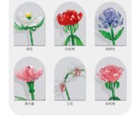 Bloques De Construcción Transparentes Para Crear Bouquet De Rosas Y Orchidáceas Juguete Creativo Para Niños Regalo MOC Model Ornament - details 5