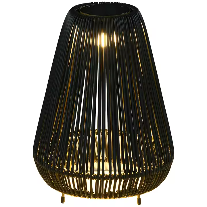 Outsunny Luz Solar, Lámpara Solar De Ratán, Luz De Camino Impermeable con Sensor De Luz, Lámpara De Jardín LED Automática, Luz Exterior para Balcón, Jardín, Metal, Negro - 1