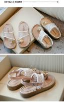 Sandalias De Verano Para Niñas Princesa Con Perlas Antideslizantes Tobilleras Casuales Estilo Versátil Planas Para Playa - details 5