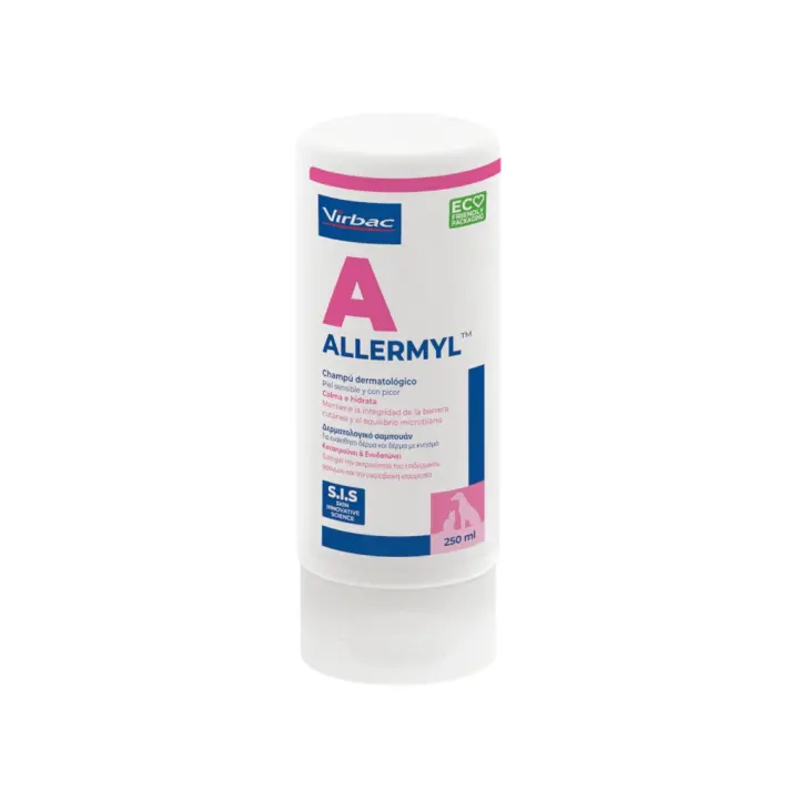 VIRBAC - Allermyl (250 ml) - Champú Dermatológico para Pieles Sensibles o con Picor de Perros y Gatos - 1