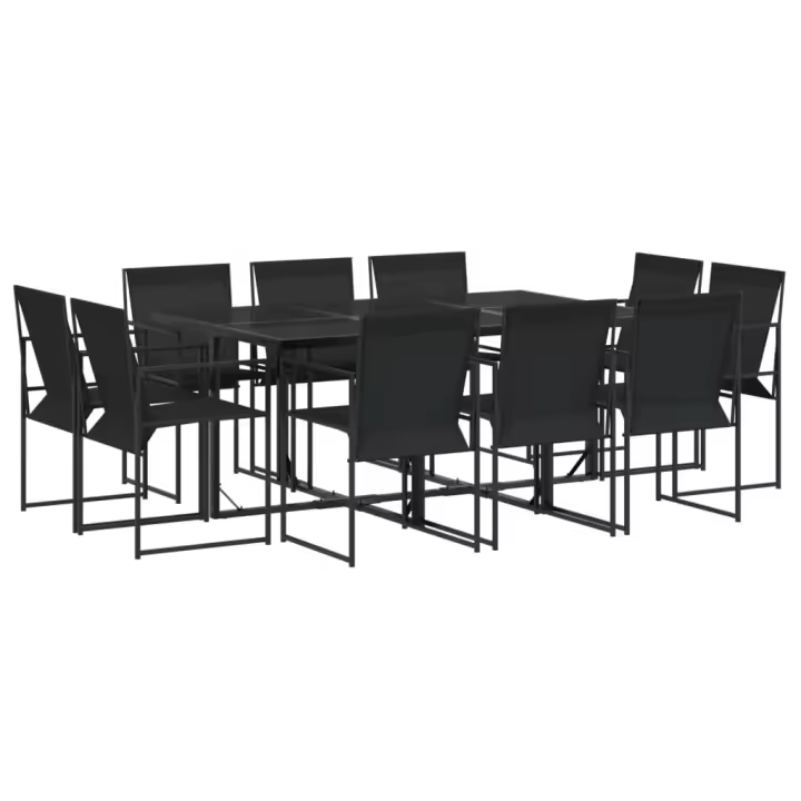 vidaXL Juego de comedor de jardín 11 piezas textileno negro - 1