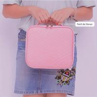 Estuche De Maquillaje Profesional Portátil Para Viajes Con Organizador Y Divisores Ajustables Color Rosa Material Oxford Tamaño 26*23*9cm - details 0