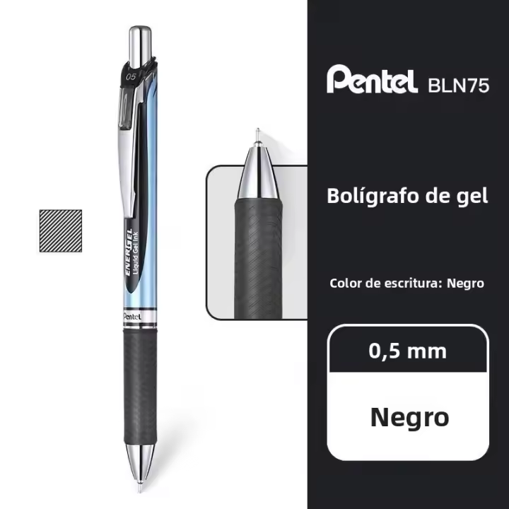 Bolígrafo De Gel Japonés Pentel Energel BLN75 Punta De Aguja 0.5mm Secado Rápido Negro Rojo Azul Para Escuela Y Oficina - 1
