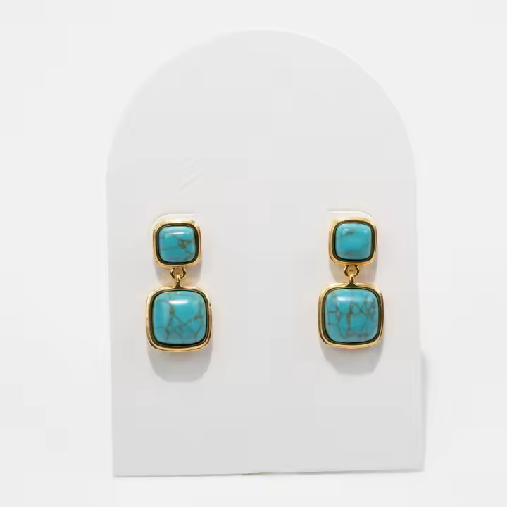 Esplendor Turquesa: Pendientes de Piedra Turquesa Esplendor Turquesa: Pendientes de Piedra Turquesa Fine Jewelry Pendientes Pendientes Colgantes - 1