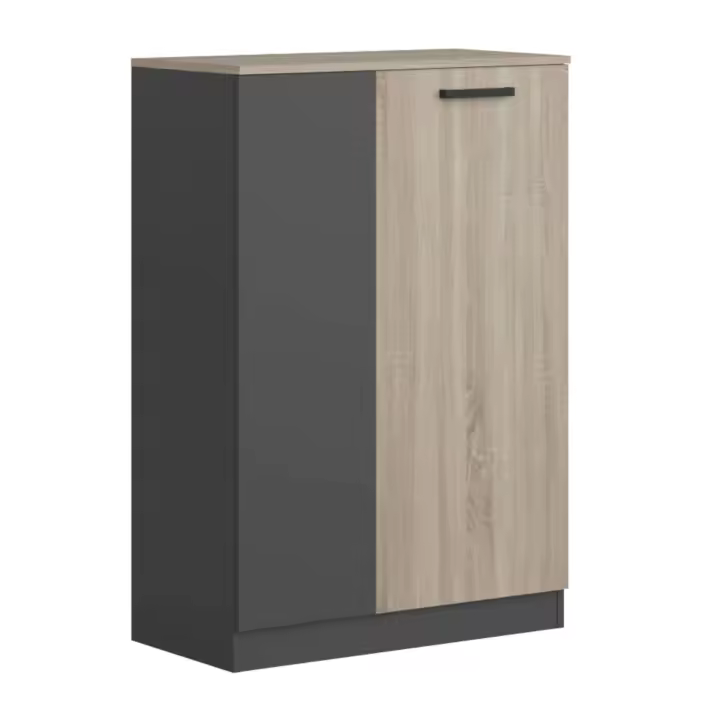 Armario Auxiliar Oficina Blacky 2 Puertas Estilo Industrial Roble Sonoma y Gris Antracita 80x116x40 cm - 1