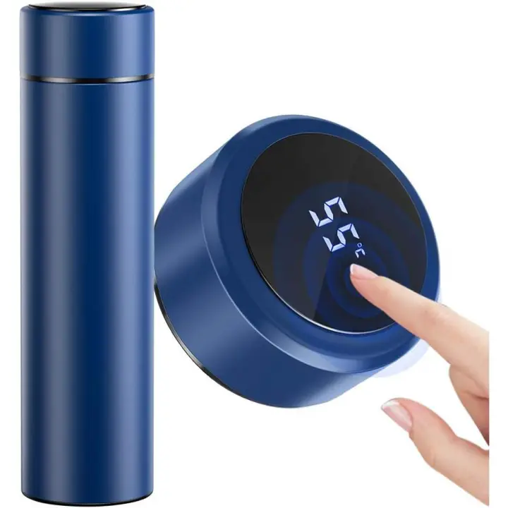 Botella Termo, Botella de Agua con Taza Aislada al Vacío de Acero Inoxidable 304, Pantalla Táctil LED con Indicador de Temperatura, Botella con Sellado Inteligente Ideal para Agua Fría - 1