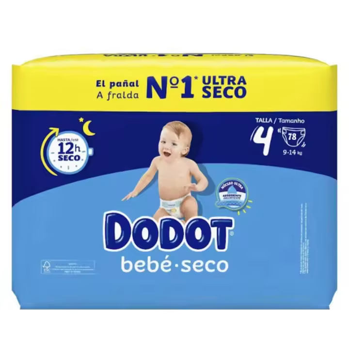 20% DTO. EXTRA Dodot Bebé Seco Jumbo Pack Talla 4 - 78 uds ✅ Entrega 24/72h - 1