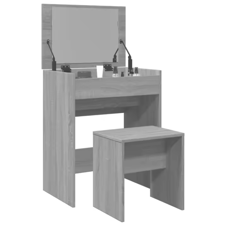 vidaXL Tocador con taburete 60x40x113,5 cm en color Blanco/Gris sonoma/Gris hormigón y más | cómodas modernas ergonómicas para comedor cocina salón hogar - 1