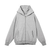 Chaqueta Harajuku Para Hombres Con Capucha Y Cierre De Cremallera Sudadera De Manga Larga Oversize Negro Estilo Retro - details 2