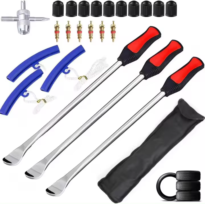 Cucharas para neumáticos de 14,5 pulgadas para motorteta, juego de cucharas para neumáticos de moto de Cross, cucharas profesionales para cambiar neumáticos, kit de herramientas de hierro con Bolsa duradera Y 3 planchoones Para neumáticos Y 3 - 1