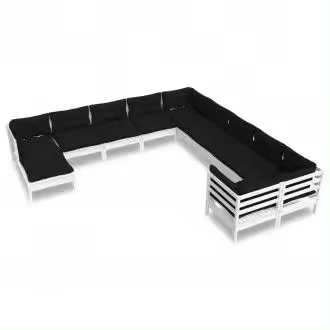 VIDAXL 3097056 juego de muebles de jardín de madera maciza de pino de color blanco y gris antracita 11 piezas - 1