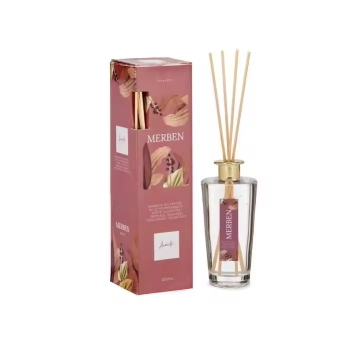 Bellas Extensiones- Ambientador Mikado "MERBEN" de 500 ml con varillas - Fragancia Granada Silvestre - Acorde Fragances - 1