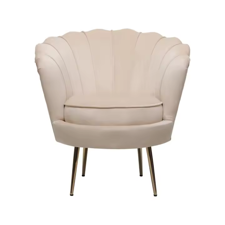 Habitat y Jardin - Sillón de terciopelo "Floria" - 75 x 68 x 77,5cm - Beige - 1