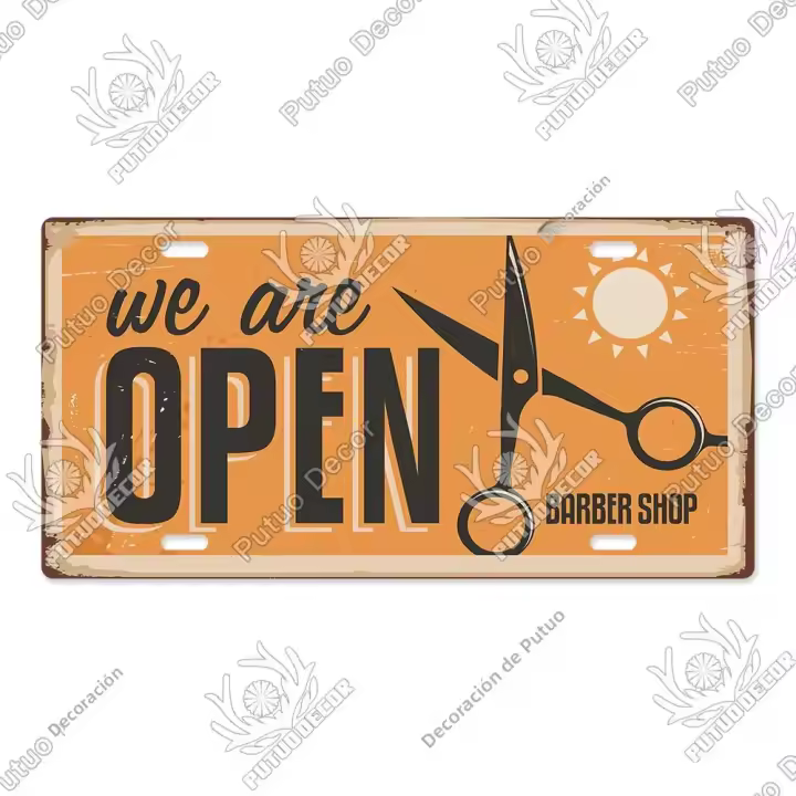 Cartel De Metal Putuo Decor Licencia ABIERTA Y CERRADA Vintage Para Decoración De Pared Sala De Estar Puerta Tienda Restaurante Estilo Americano Tamaño 5.9x11.8 Pulgadas - 1