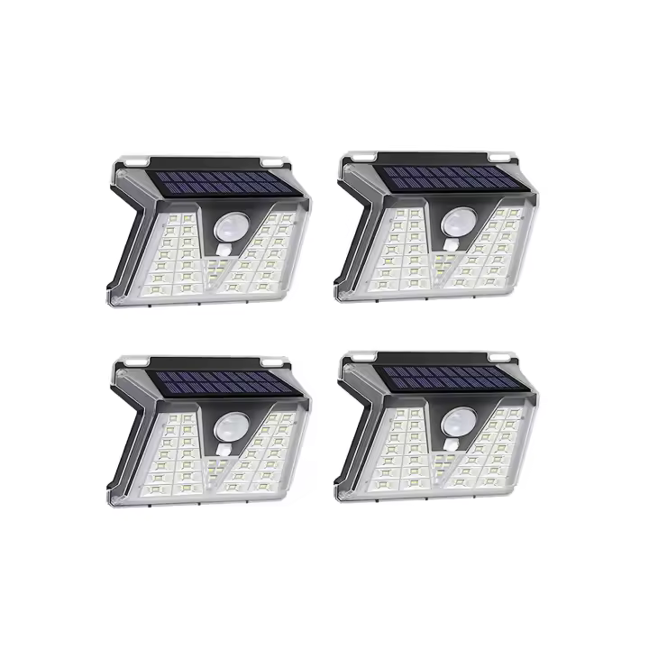 Pack 4 Luces Solar Exterior 33 LED Súper Brillante Focos Led Exterior Impermeable Solares con Sensor de Movimiento, 3 modos, Resistente al Agua IP65, Luces Solares Led Exterior para Jardin, Garajes, Caminos, Puertas Delanteras - 1