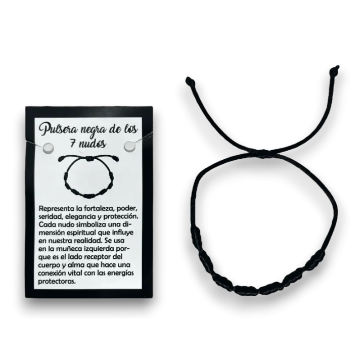 Pulsera 7 Nudos Cuerda Negra - HOSTENATURA Protección contra la energía negativa - 1