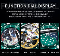 Reloj Mecánico Automático Para Hombre OLEVS Luminoso Resistente Al Agua Con Fase Lunar Y Múltiples Funciones Acero Inoxidable Sin Numeración - details 14