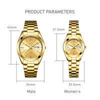 Reloj De Pulsera De Acero Inoxidable Para Hombres Y Mujeres Reloj De Cuarzo Moda Impermeable Con Calendario Reloj De Mano Dorada Lujo Resistente Al Choque - details 13