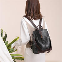 Mochila De Cuero Vintage Para Mujer 3 En 1 Antirrobo Capaz Para Niñas Adolescentes Bolsa Escolar De Viaje Mochila Feminina - details 11