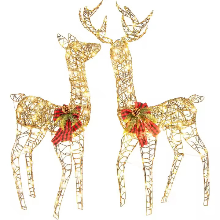 COSTWAY Set de 2 Ciervos Iluminados, Decoración Navideña - 1