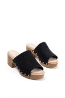 Lyla Wang Sandalias mujer mules con tacón alto y plataforma efecto madera con tachas y plantilla acolchada - details 25