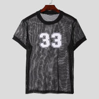 Camiseta De Hombre INCERUN Verano 2024 Estilo Casual Con Patchwork De Malla Transparente Camisetas De Moda Con Cuello Redondo Manga Corta Para Callejero - details 2